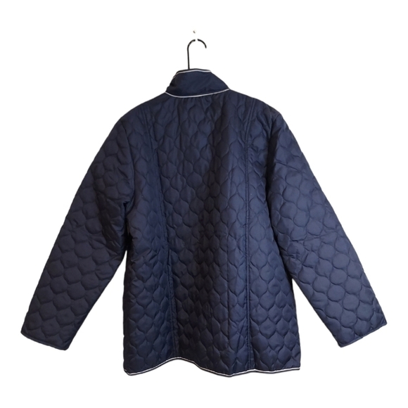 navy blue quilted snap front jacket - Picture 3 of 10